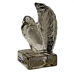 Vintage Bookend Indiana Glass Fantail Pigeon/Dove Bird Figurine clear 6"