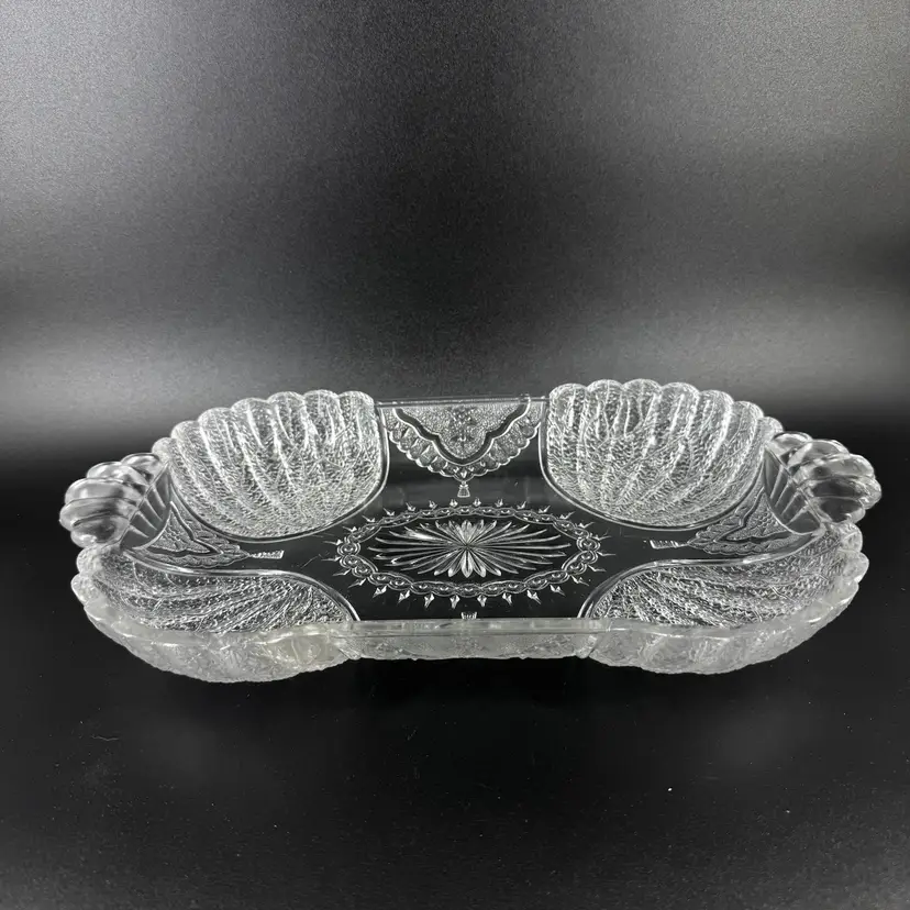 EAPG Duncan And Suns Shell And Tassel Dish 14”