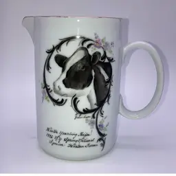 Hand painted Milk Pitcher w/heifer