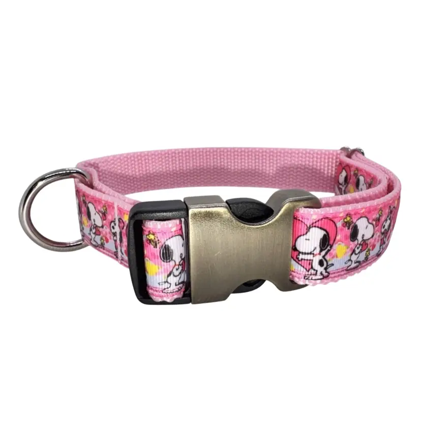 Dog Collar Peanuts Snoopy Valentine’s Large Handmade Heavy Duty  W/Buckle NEW