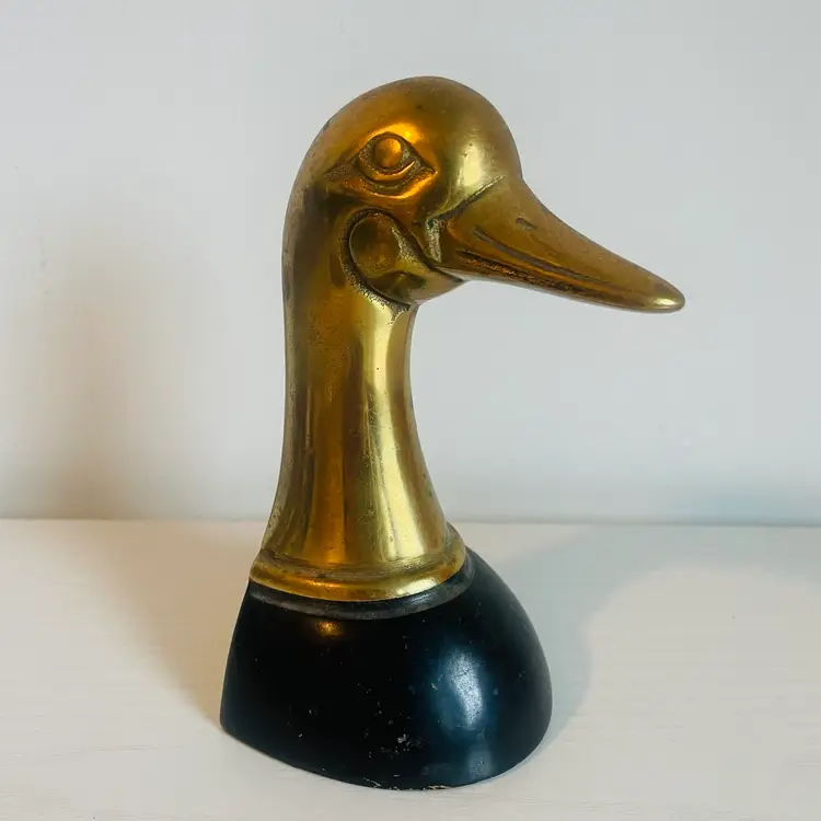 Vintage Solid Brass Duck Goose Head Bookend 6” tall 1.5 Lb