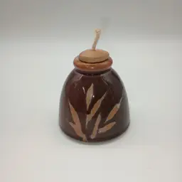 Signed Studio Art Pottery Oil Lamp.