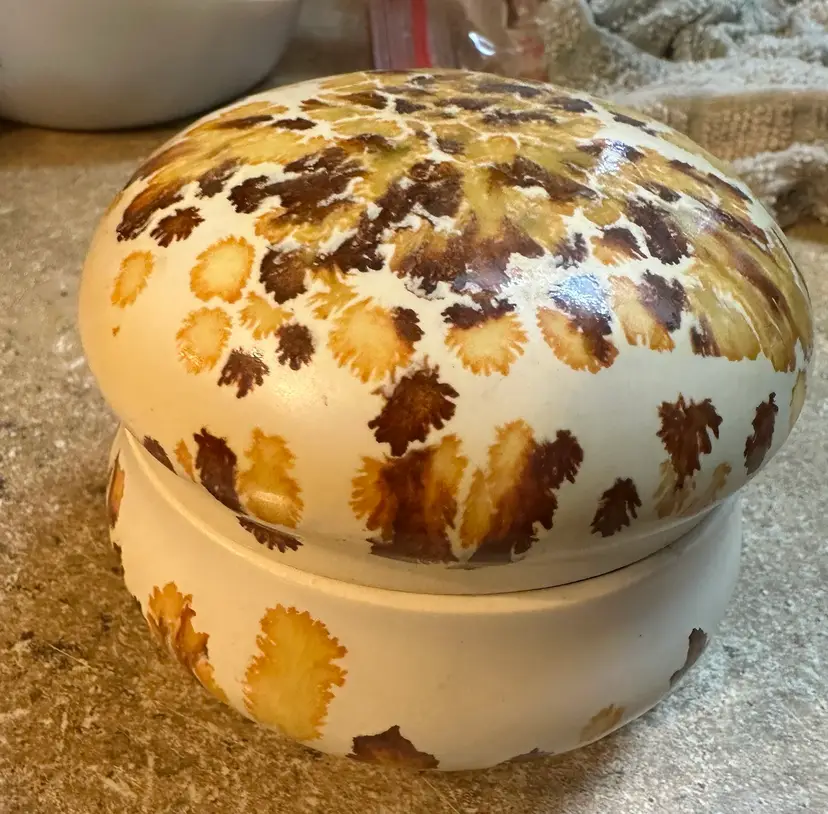 #02 - Vintage Mid-Century Modern Trinket/Jewelry Round Box  Brown and Gold Speckled