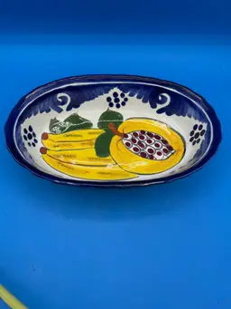 Talavera Fruit Motif Serving Platter Or Dish Signed Mexico, Lead Free,  Original Hecho En Mexico Sticker Attached