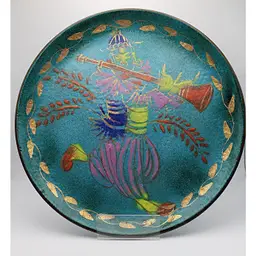 Mid Century Enamel on Copper 11" Charger Plate