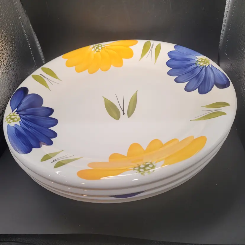 Vtg Set of 4 Ceramic  Maxam La Primula Italian Daisy Hand Painted Dishes