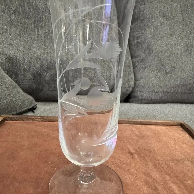 Vintage Thistle Etched Wine Glasses. Set Of 5