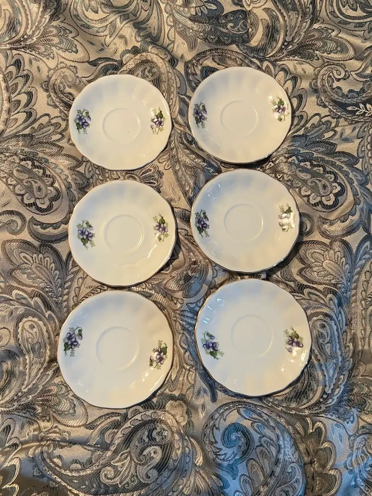 Set of 6 Vintage Nippon Purple Violet tea plates Japan