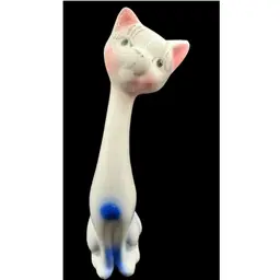 Vintage Long Necked Kitschy Kitty Cat - Porcelain, 8” Tall!