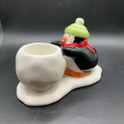 Hallmark Penguin With Snowball Tealight Candle Holder