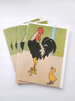 Cockerel and Chick 4 x Vintage Design Greeting Cards and Envelopes Easter