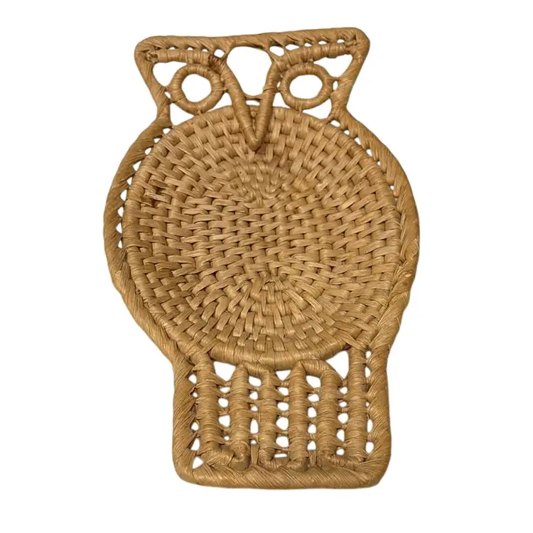 Boho Rattan Woven OWL Basket Wall Hanging Home Decor