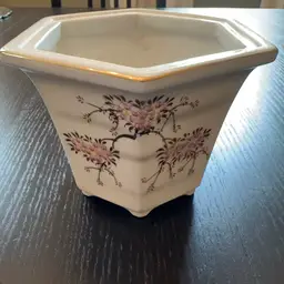 Pretty Hexagonal Porcelain Floral Footed Planter