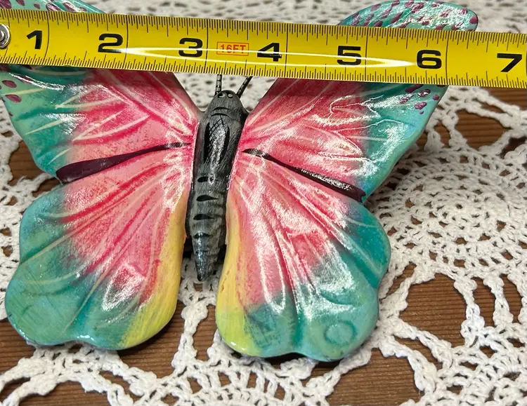 Vintage Ceramic Tonala Unsigned Butterfly With Metal Antenna