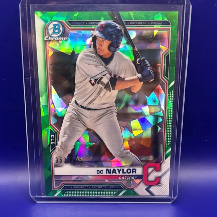Bo Naylor 2021 Bowman Chrome Sapphire Green Refractor #58/125 Cleveland Guardians