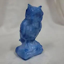Boyd Owl Figurine, Blue Slag Glass