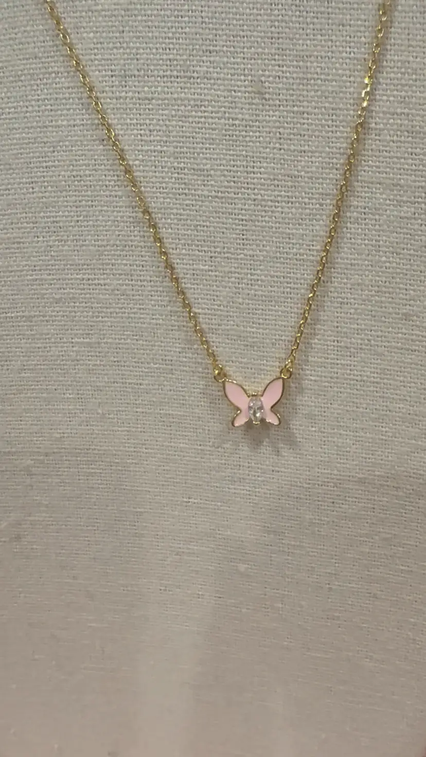Kate Spade Pink Gold Butterfly Necklace Cz Gift
