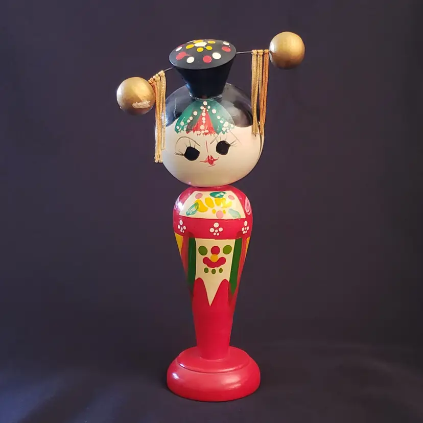 Wood Kokeshi Doll Bobble Head Unbranded Japanese 9½" Tall Approximately Vintage