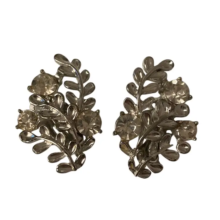 Vintage Silvertone Branch Clip -on Earrings