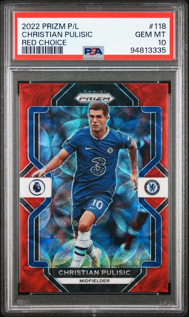 2022 Panini Prizm Premier League Christian Pulisic #118 Choice Red /30 PSA 10