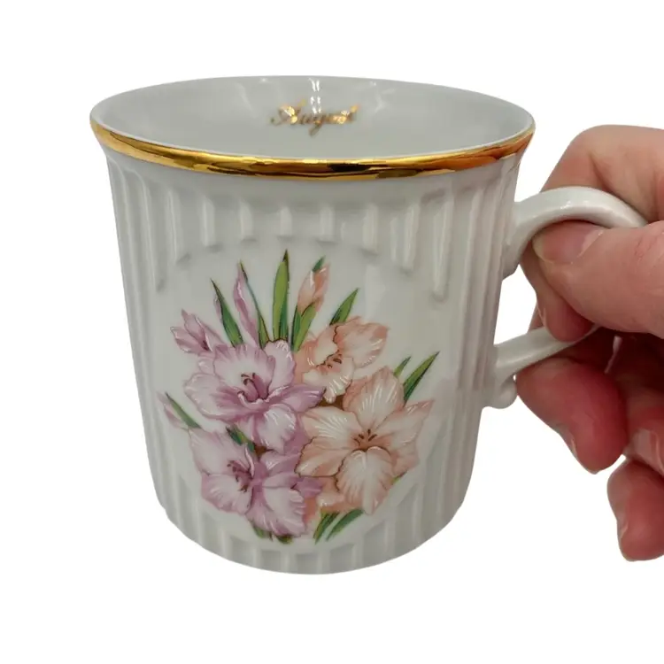 Original Bohemia Porcelain Tea/Coffee Cup, August Gladiolus, Czech Republic