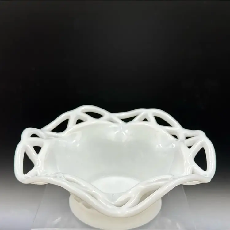 Vintage Imperial White Milk, Glass Lace Bowl