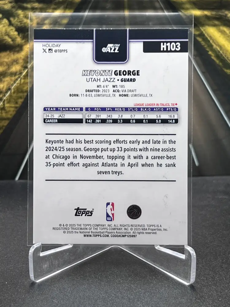 Keyonte George 2025 Topps Holiday Blue Glitter