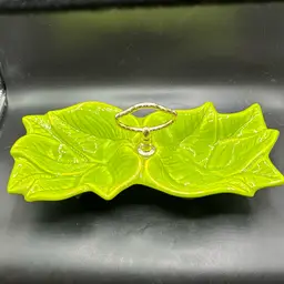 Vintage USA Pottery Divided Leaf Dish