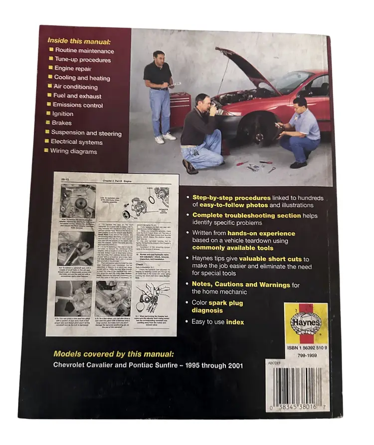 Vtg Haynes Repair Manual Chevrolet Cavalier & Pontiac Sunfire 1995-2001 All Models 38016 GC