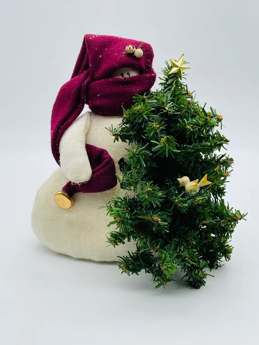Cloth Snowman With Tree