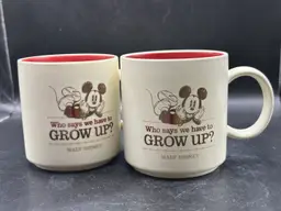 2-Hallmark Disney " Who says we have to grow up?" Mickey Mouse Coffee/ Tea  Mug