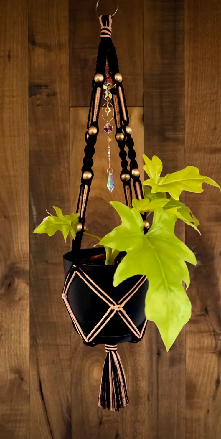 Handmade Macrame Plant Hanger With Sun Catcher