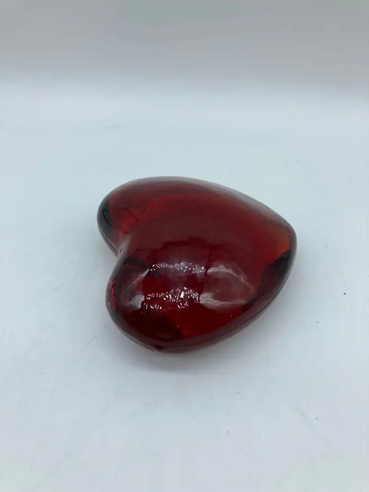 Red glass heart paperweight