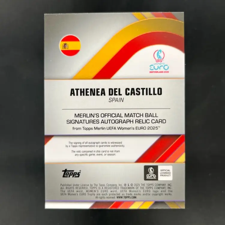 Athenea Del Castillo 2025 Topps Merlin WEURO Match Ball /25 Autograph Soccer Card