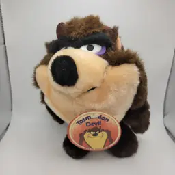 LOONEY TUNES Tasmanian Devil Plush Taz 4K Company Mighty Star 1991 Korea 8"