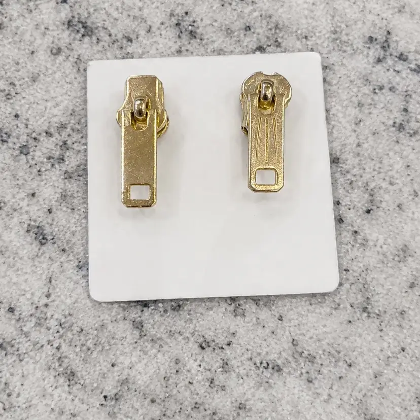 Gold Tone Vintage Zipper Pull Earrings