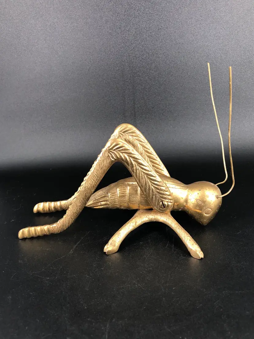 Vintage Brass Cricket Grasshopper Figurine