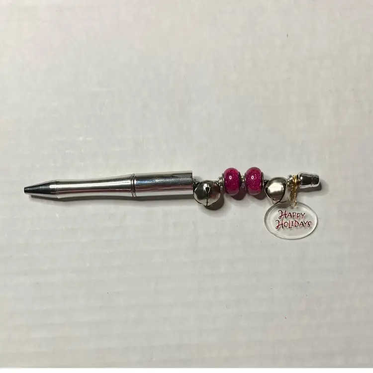 Happy Holidays Fidget Pen Handmade By Me! Black Ink! 5 1/2” Made With A Hallmark Ornament Charm!