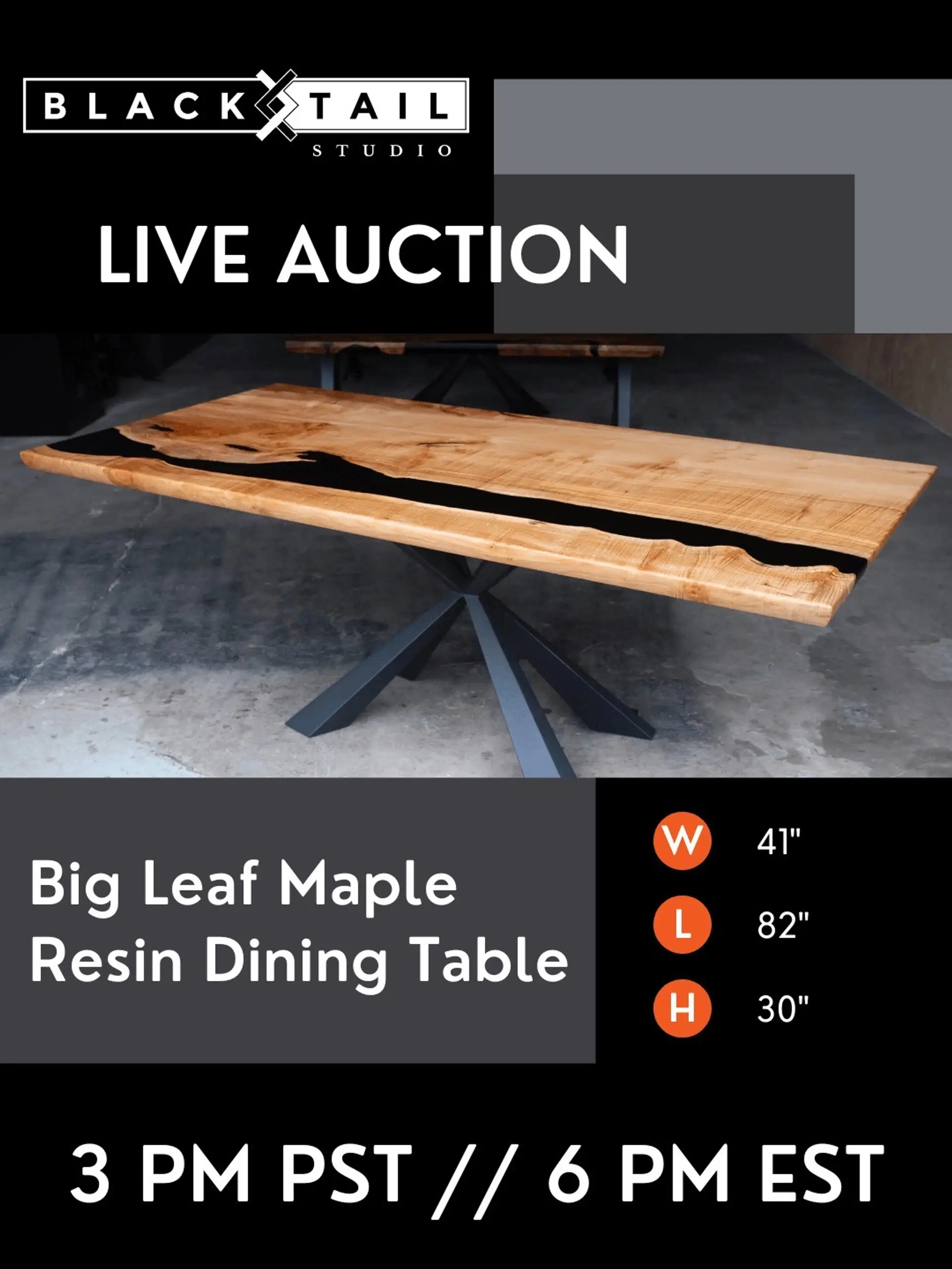 Live Auction: Big Leaf Maple Resin Dining Table