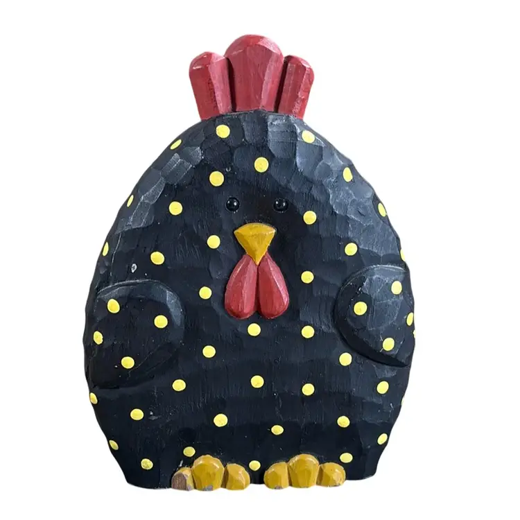 Primitive Wood Carved and Hand Painted Chicken 8” x 6”