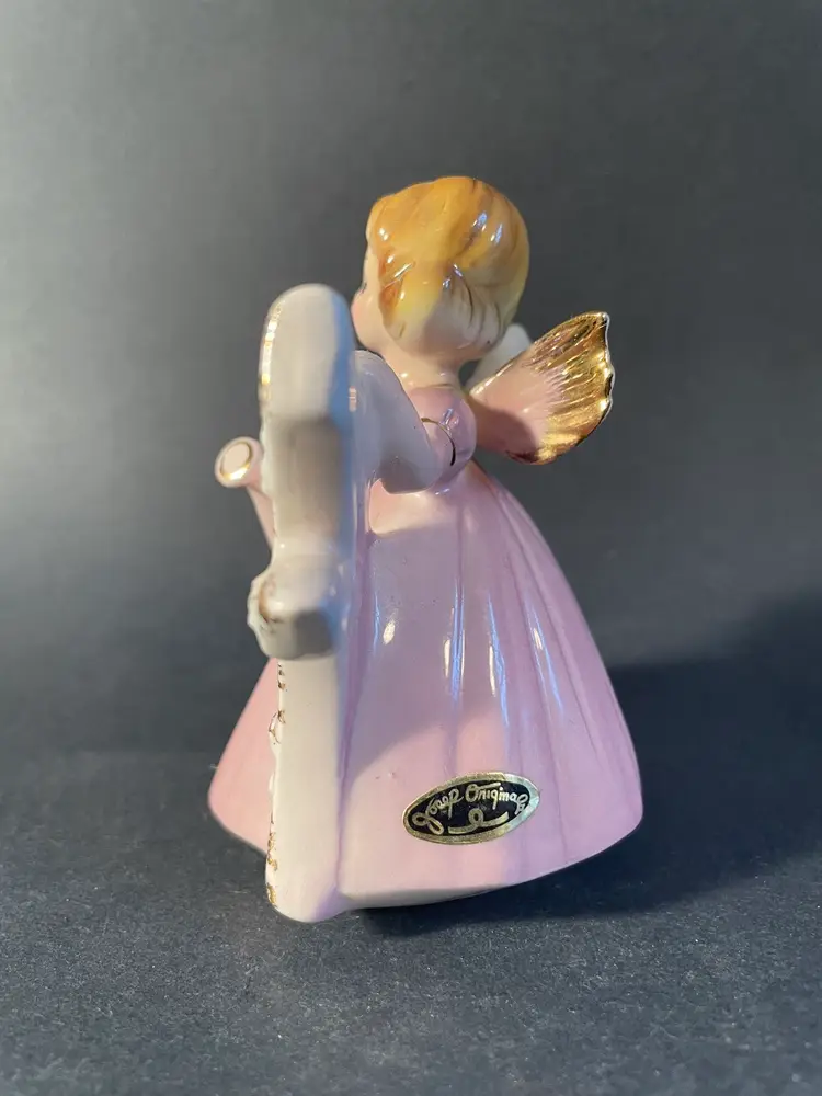 Josef Originals Angel Birthday Girl 4 Lavender Dress Watering Can Porcelain Figurine