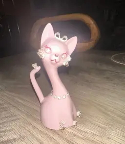 Vintage Lefton Pink Cat Kitty Bell