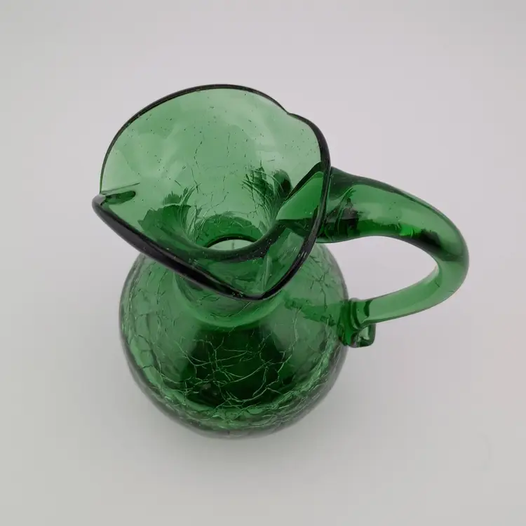Vintage green crackle glass mini pitcher