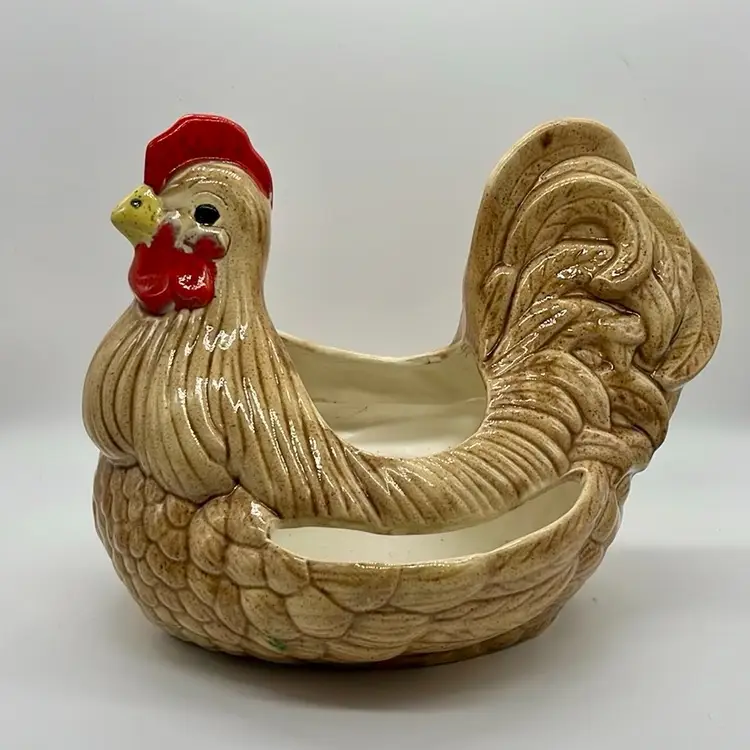 Vtg. Arnel’s Rooster Planter Light Brown Tan 7” **Read