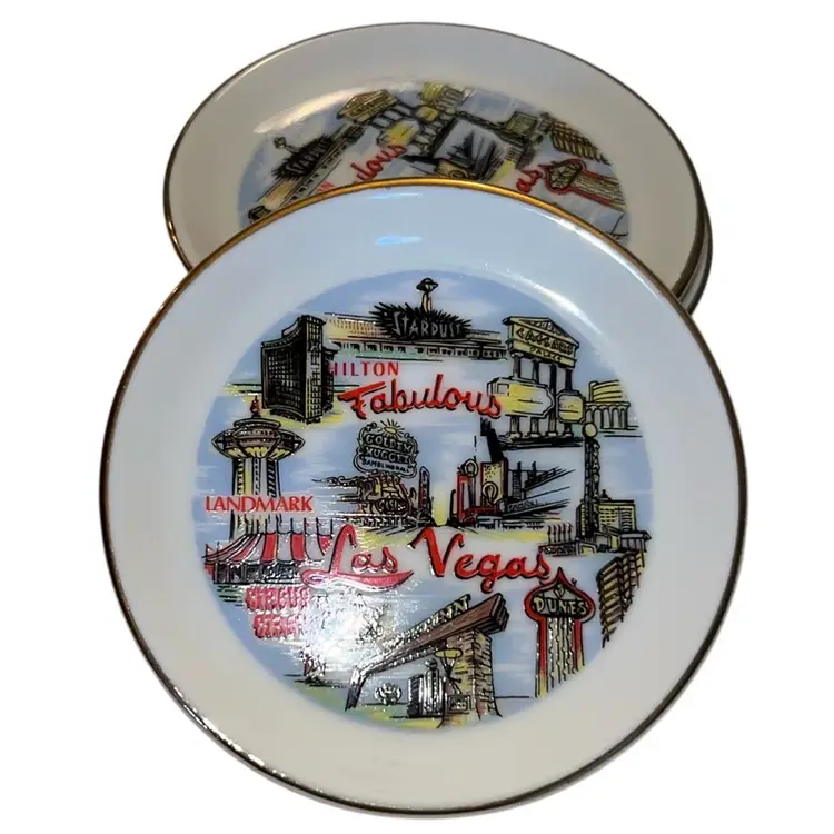 Fabulous Las Vegas Set Of 4 Butter Pats Vintage Japan 4”