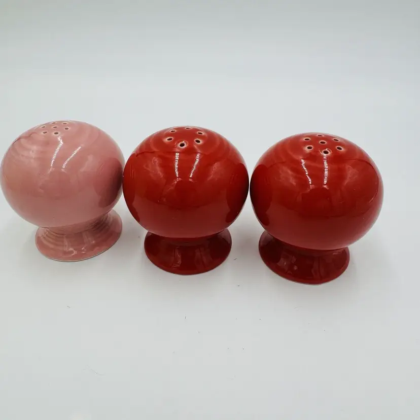 Fiestaware Salt And Pepper Shakers Red & Pink Set Pottery USA