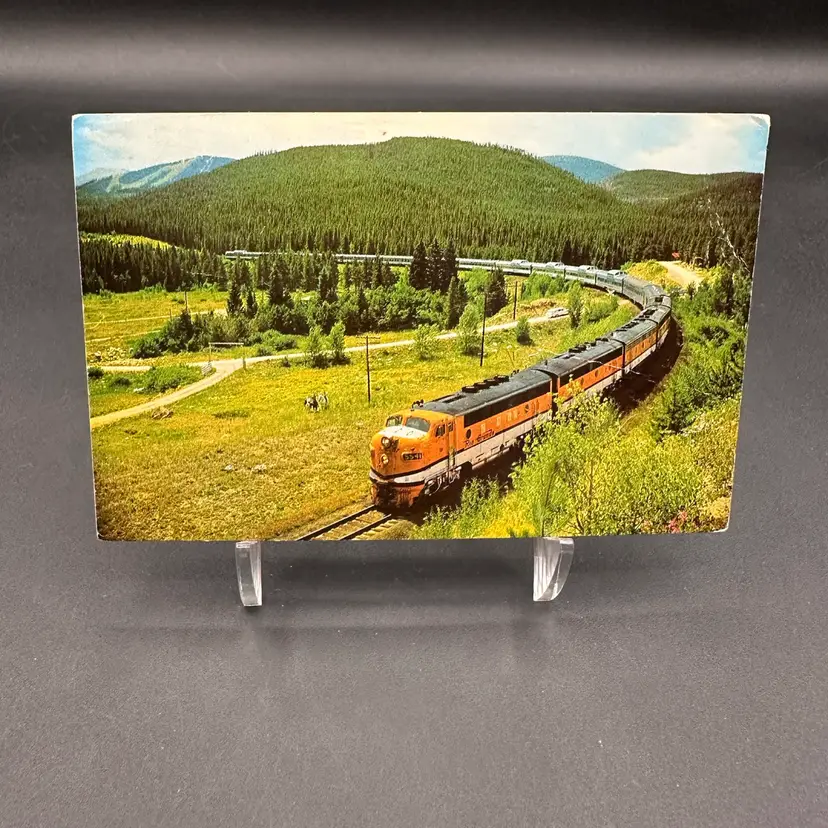 Orange California Zephyr Train, Denver & Rio Grande Western Railroad Postcard, Postmarked 1958