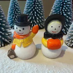 Vintage Mr. & Mrs Snowman Figures MCM Colors