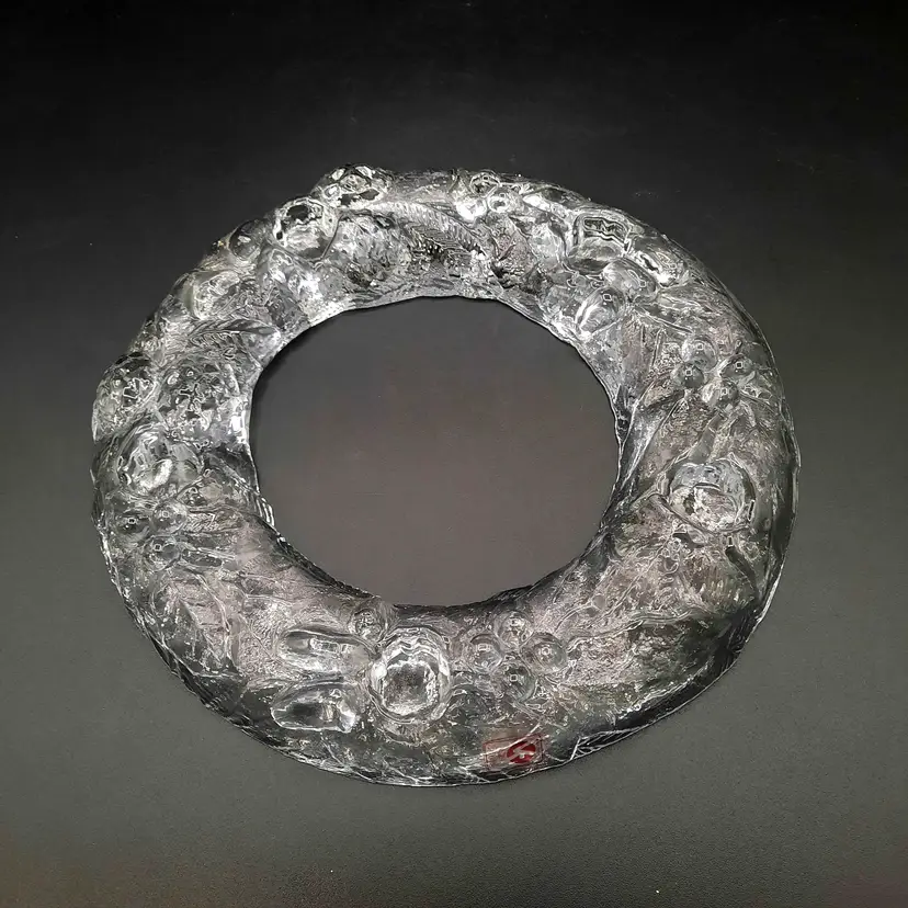 Vetreria Etrusca Italy Glass Christmas Wreath 5 Taper Candle Holder