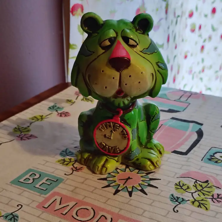 Vintage Tiger Time to Save Bank | Fun & Funky Paper Mâché Piggy Bank | Screaming Neon Tiger Coin Bank | Fluoresces in UV | 1960s Made in Japan